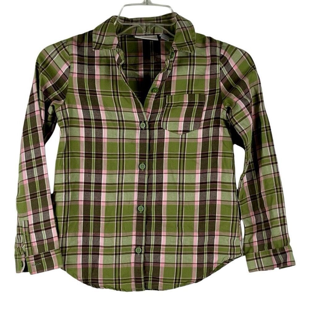 The Children’s Place Girls Plaid Button Up Shirt 7/8 Medium
